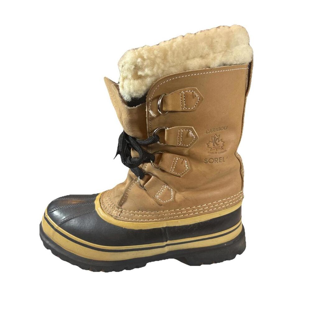 🌄 Sorel Caribou Natural Rubber Women's Size 9 Winter Snow Boots Made In Canada